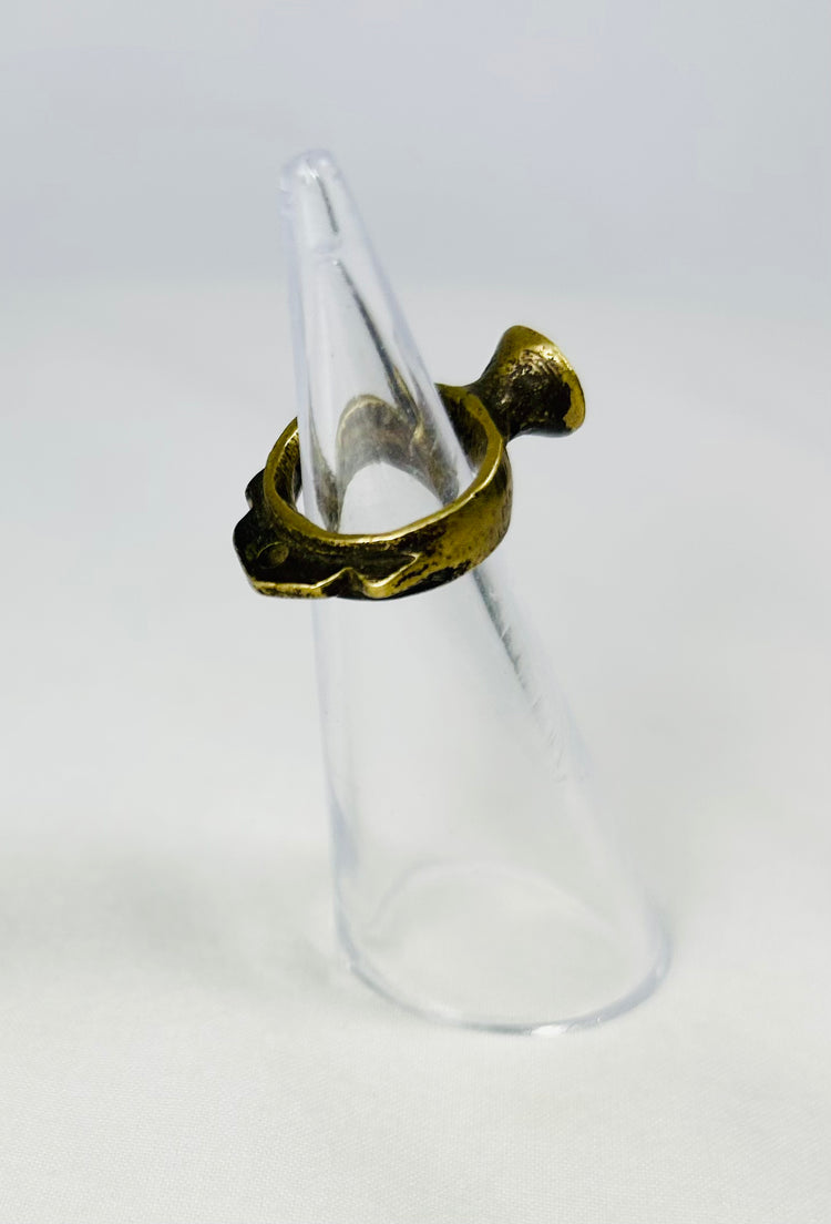 Reverse view of the ancient Roman ring displaying interior band wear from historical use.
