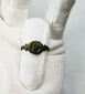 Ancient Roman cast bronze seal ring, 1st–3rd Century CE, featuring an engraved hippocampus on the bezel. Symbolic of Neptune and Roman maritime power, used as a personal seal and adornment. Developed patina reflects age and authenticity, with the bezel design well-preserved despite a broken band.