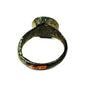 Rear angled view of Eastern Mediterranean bronze finger ring with intact hoop, surface oxidation, and archaeological wear