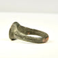 Ancient Eastern Mediterranean bronze ring showing irregular hand-finished hoop and naturally developed archaeological patina
