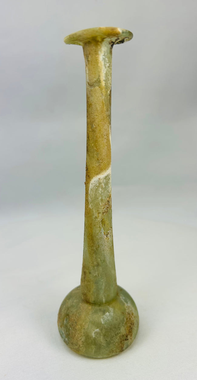 Authentic Roman cosmetic bottle from the 1st–3rd Century AD with rounded base
