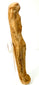 Side profile of elongated Roman terracotta fertility statue showing breast definition