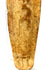 Ancient Roman fertility sculpture crafted from coarse terracotta clay with a compact human form and natural mineral deposits.