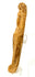 Ancient Roman clay fertility figurine with an elongated enclosed form, reddish-brown earthen tones, and burial encrustation.