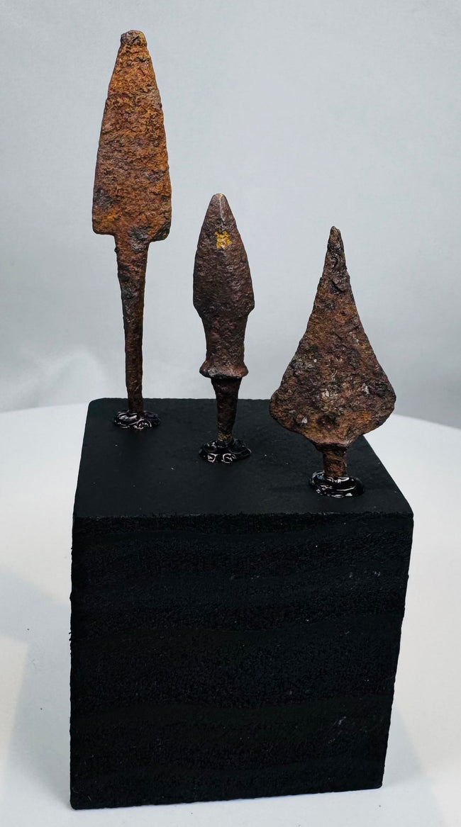 Roman iron arrowheads with leaf-shaped, elongated, and triangular profiles