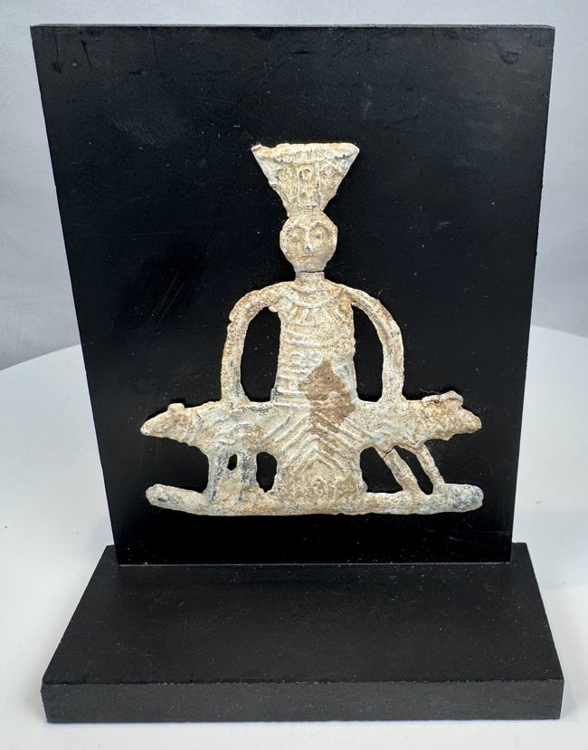 Roman Syrian Jupiter Heliopolitanus figure with tall headdress and openwork design