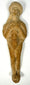 Frontal view of bearded male Roman terracotta figurine with radiating headdress and fused legs