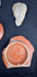 Ancient terracotta oil-lamp, vessel, and figural fragments mounted against black fabric