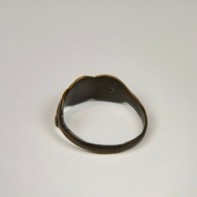 Ancient Eastern Mediterranean silver ring with clustered oval design and preserved historic band