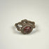 Ancient Roman silver ring with polished red garnet intaglio and naturally aged silver patina