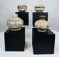 Authentic Sukhothai Kingdom stoneware vessels with celadon-like glaze tones and decorative iron-black painted patterns.