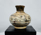 Collection of four miniature Sukhothai Period stoneware jars and containers showcasing traditional Sawankhalok kiln craftsmanship.