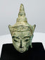 16th–17th century Southeast Asian bronze Buddha head with natural green patina and pointed ushnisha