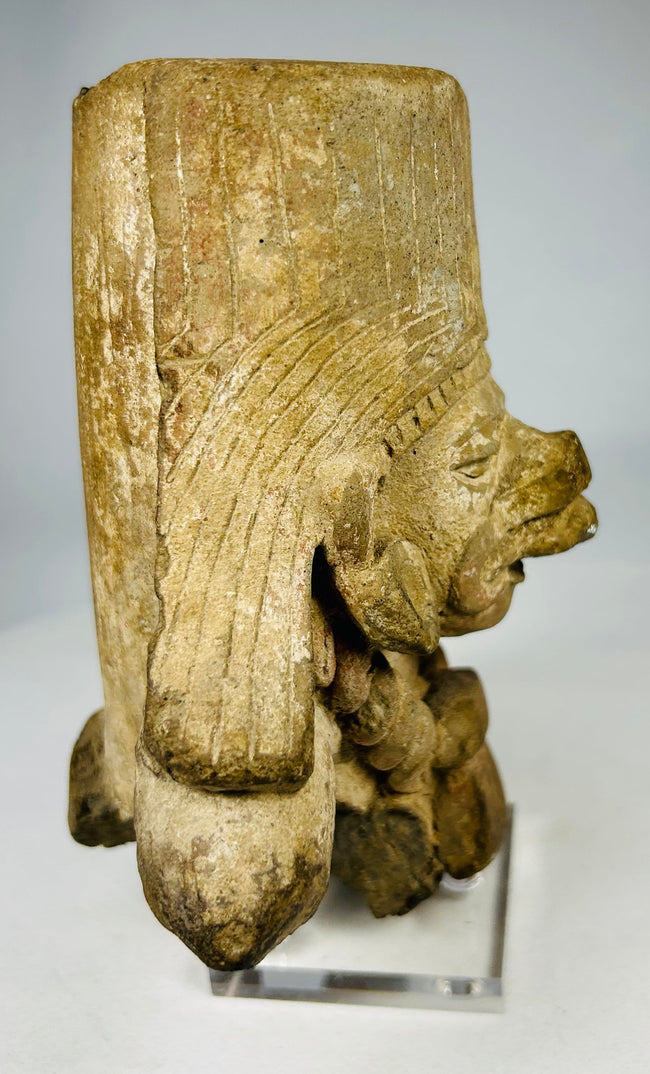Ancient West Mexican sculptural head with incense vessel form