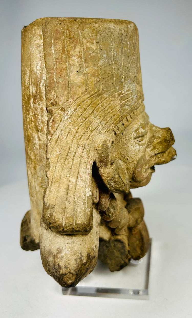 Ancient West Mexican sculptural head with incense vessel form