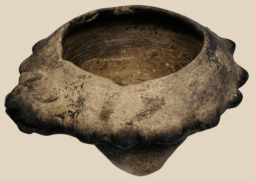 Authentic Pre-Columbian West Mexican terracotta tripod vessel with multiple modeled zoomorphic heads dating to 300 BCE–300 CE.