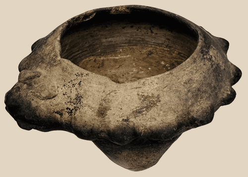 Authentic Pre-Columbian West Mexican terracotta tripod vessel with multiple modeled zoomorphic heads dating to 300 BCE–300 CE.