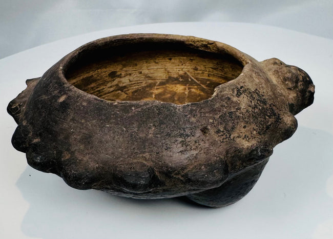 Pre-Columbian terracotta zoomorphic tripod vessel from West Mexico with warm buff clay and archaeological patina.