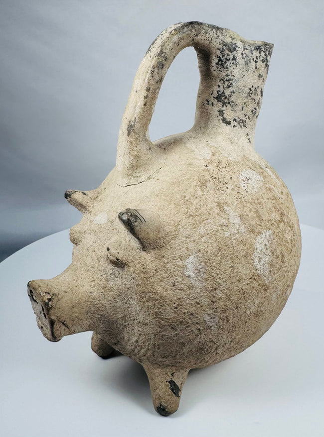 Early Bronze Age terracotta animal-form vessel from Northwestern Anatolia with surviving pigment traces.