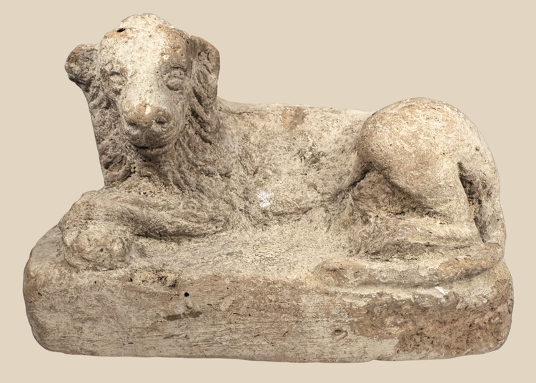 Ancient Egyptian terracotta reclining lion from Alexandria, Ptolemaic Period, circa 3rd–2nd century BCE