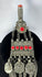 Antique Kuchi tribal ornament with a cylindrical prayer tube, decorative medallions, and long suspended chains.