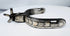 Hand-forged Western steel spurs with broad heel bands and decorative inlay