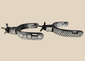 Pair of antique Western steel spurs with engraved silver inlay and five-point rowels