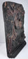 Plain wooden reverse of antique Virgin and Child relief showing vertical grain, tool marks and later hanging hardware