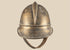 Antique Bavarian German brass firefighter helmet with leather chinstrap, circa 1908–1934