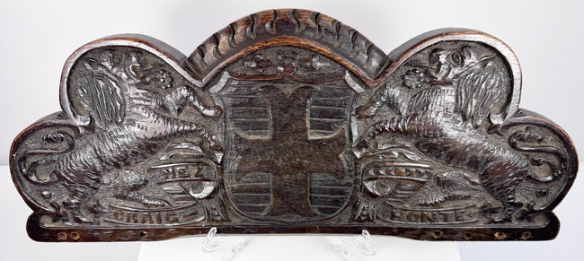 Hand-carved European oak furniture cresting associated with the Bentinck family and Portland peerage