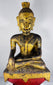 Hand-carved Shan (Tai Yai) seated Buddha from Myanmar with traces of original gilding.