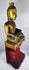Historic Burmese Buddha image with surviving gold leaf decoration and red lacquer base.