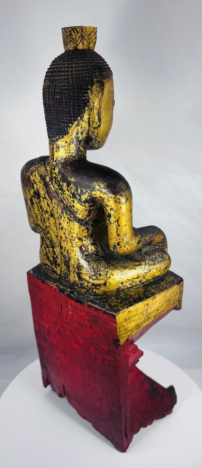 Shan-style seated Buddha from Myanmar with elegant facial features and traditional craftsmanship.