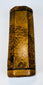Antique treen snuff box in burr walnut with octagonal cross-section, dark banding, and aged polished surface.