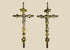 Antique silver crucifix pendant, circa 1780–1820, with sculpted Christ figure, INRI inscription, baroque-inspired detailing, and remnants of gilding. Southern European devotional piece used in Catholic ritual and personal devotion.