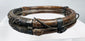 Chinese double-ring bamboo bangle with silver-alloy bindings and decorative mounts