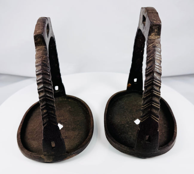 Hand-forged iron cavalry stirrups from imperial China, circa 18th–19th century