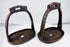 Pair of traditional Chinese riding stirrups with chiseled decorative details