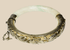 Antique Chinese jade or hardstone bracelet with marked silver floral mounts