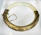 Chinese export jade bracelet with repoussé silver flowers and safety chain