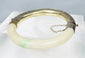 Hinged Chinese jade bracelet with safety chain and decorative silver casing