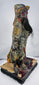 Antique Chinese carved wood warrior figure with natural-fibre or horsehair beard