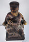 Detail of underside and base of Qing Dynasty wooden figure showing reinforcement blocks, old repairs and age-related cracking