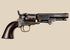 1859 Colt Model 1849 Pocket Revolver with aged steel, a brass trigger guard, and a walnut grip against a beige background.