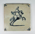 antique Delftware tile depicting rider on galloping horse