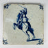 17th–18th century Delftware tile depicting rider raising sword