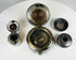 Antique compact writing kit with ink pots showing patina and use wear