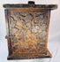 Aged wooden chest with historic cracks, surface wear, and iron hardware