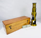 Mid to late nineteenth century French-style brass drum microscope with glass viewing optics