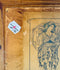 Reverse detail of antique German Sistine Madonna reproduction showing aged backing paper, blue printed trade illustration and Sloans & Kenyon auction inventory label.